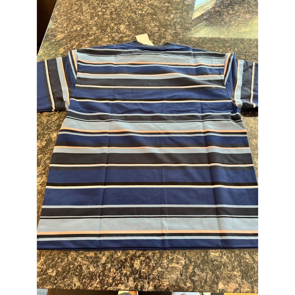 Beams Multi Border Crew Neck Shirt Navy Striped Long Sleeve Tee - Picture 7 of 8
